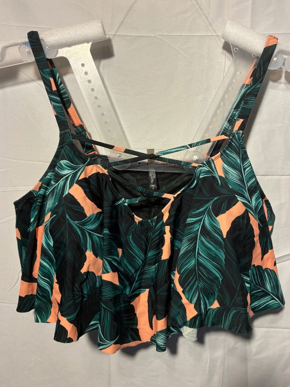 Torrid Size 6 Green Palm Strappy Flounce Bikini Top